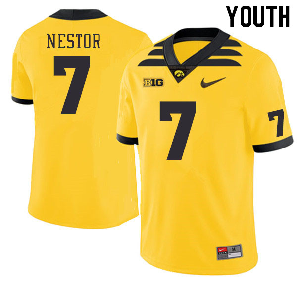 Youth #7 John Nestor Iowa Hawkeyes College Football Jerseys Stitched Sale-Gold